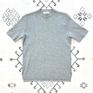 Mila Owen Gray Mock Crewneck Short Sleeve Knit Sweater One Size